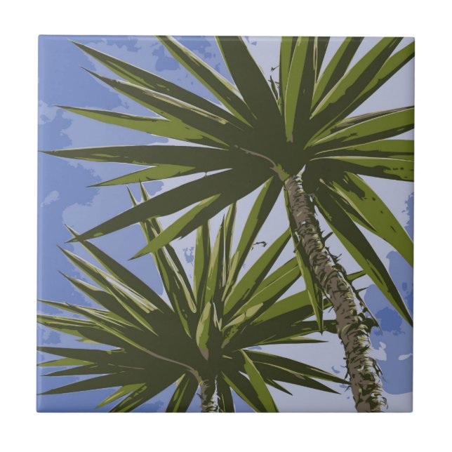 Tropical Oasis  Palm Trees Ceramic Tile (Front)