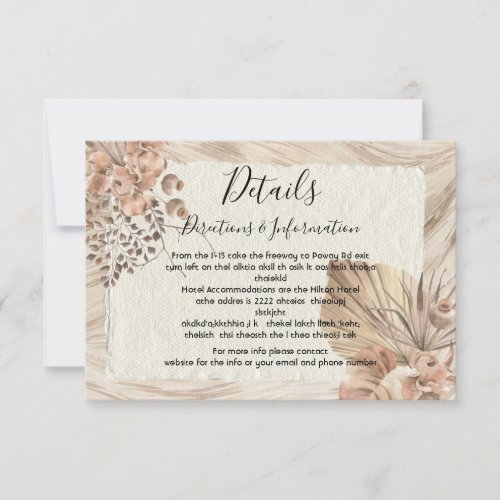 Tropical Oasis Palm Wedding Details and info card
