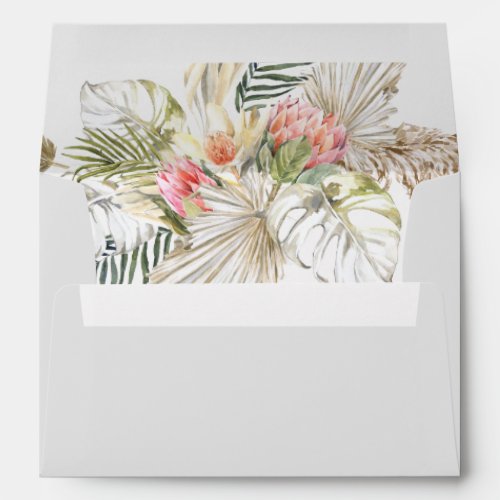 Tropical Oasis Pampas  Protea Wedding Envelope