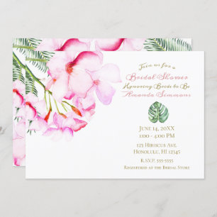 Tropical Oasis Pink Green Hawaiian Bridal Shower Invitation