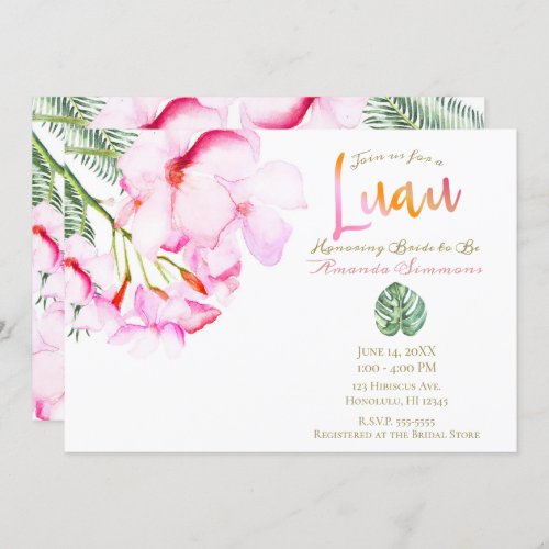 Tropical Oasis Pink Green Hawaiian Bridal Shower Invitation