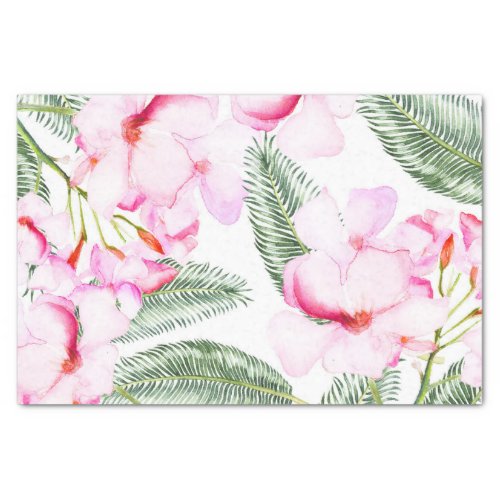 Tropical Oasis Pink Green Hawaiian Floral Wedding Tissue Paper