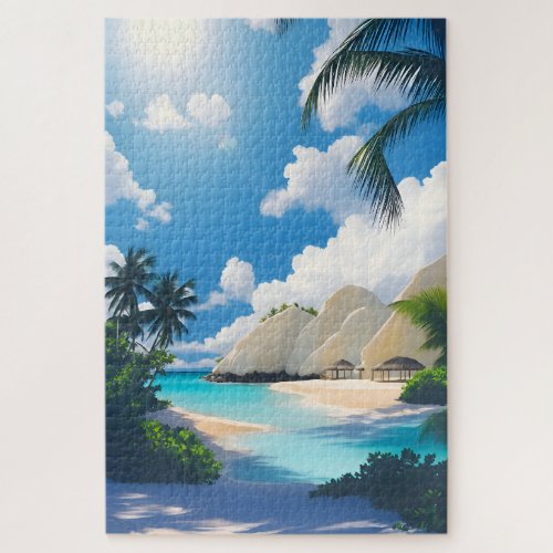 Tropical Oasis Puzzle with Beautiful Beach 