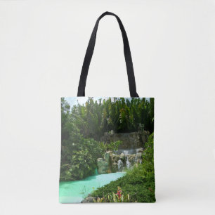 Tropical Oasis Waterfall Forest Green Tote Design Bag