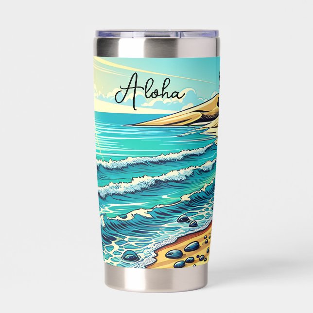 Tropical Ocean Aloha Vacation  Insulated Tumbler (Front)
