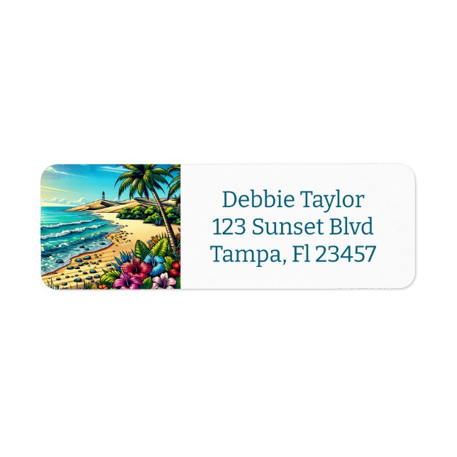 Tropical Ocean Aloha Vacation  Label (Front)