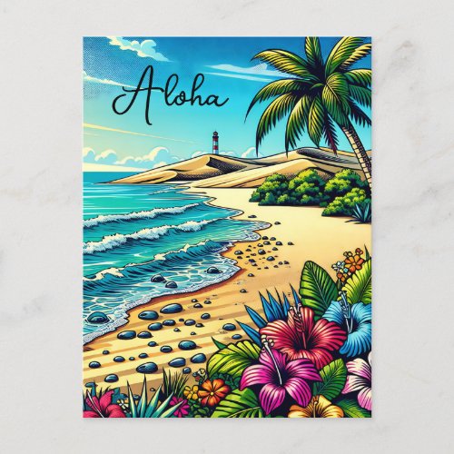 Tropical Ocean Aloha Vacation  Postcard