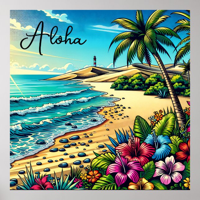Tropical Ocean Aloha Vacation  Poster (Front)