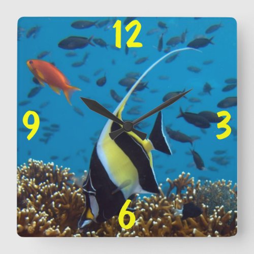 Tropical ocean aquatic life fish clock