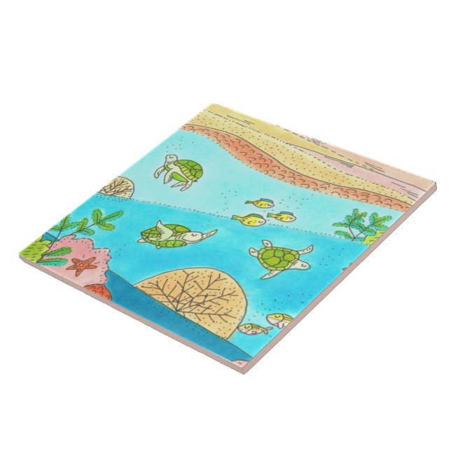 Tropical Ocean Bathroom Ceramic Tile (Side)