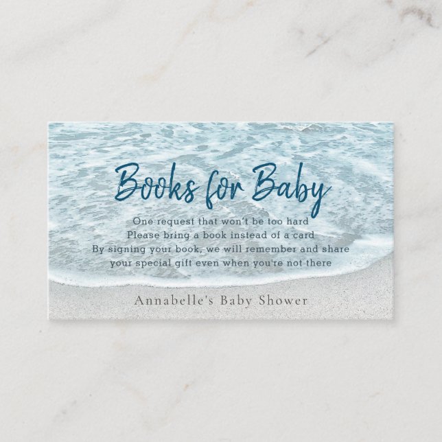 Tropical Ocean Beach Baby Shower Books Request Business Card (Front)