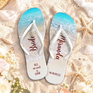 Tropical Ocean Beach Bridal Shower and Wedding Flip Flops