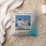 Tropical ocean beach bride groom photo wedding throw pillow<br><div class="desc">Tropical ocean beach,  bride and groom photo,  wedding Throw Pillow.
You can add your own photos,   names and date.</div>