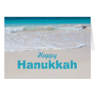 Tropical Ocean Beach Hanukkah Greeting Card