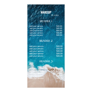 Tropical Ocean Beach Makeup Artist Price List Rack Card