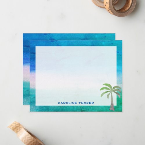 Tropical Ocean Beach Palm Tree Stationery Note Card