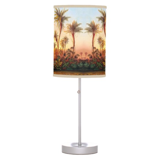 Tropical Ocean Beach Palm Tree Sunset Table Lamp (Front)