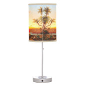Tropical Ocean Beach Palm Tree Sunset Table Lamp (Back)