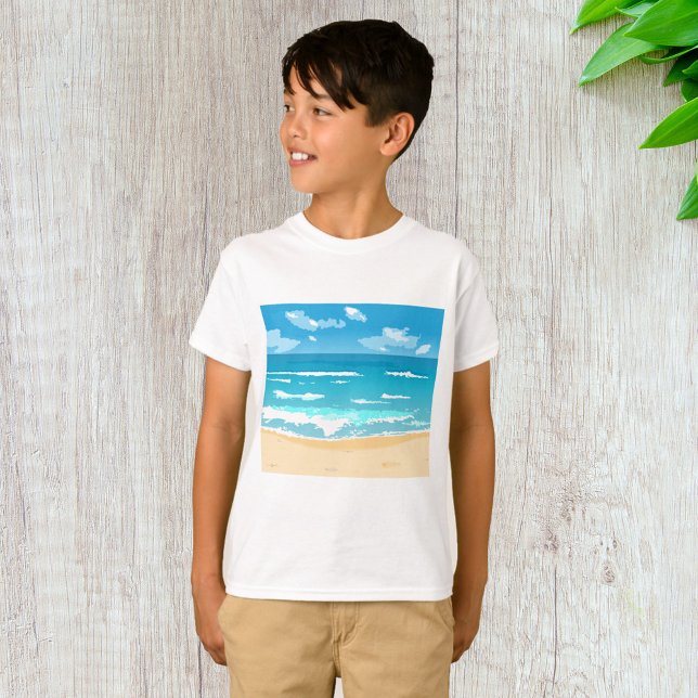Tropical Ocean Beach Scene Coastal Landscape  T-Shirt (Creator Uploaded)