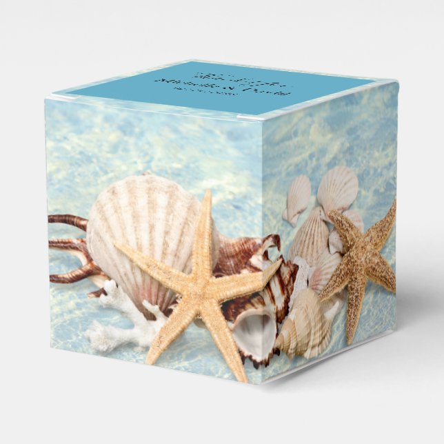 Tropical Ocean Beach Seashell Wedding Favor Box (Front Side)