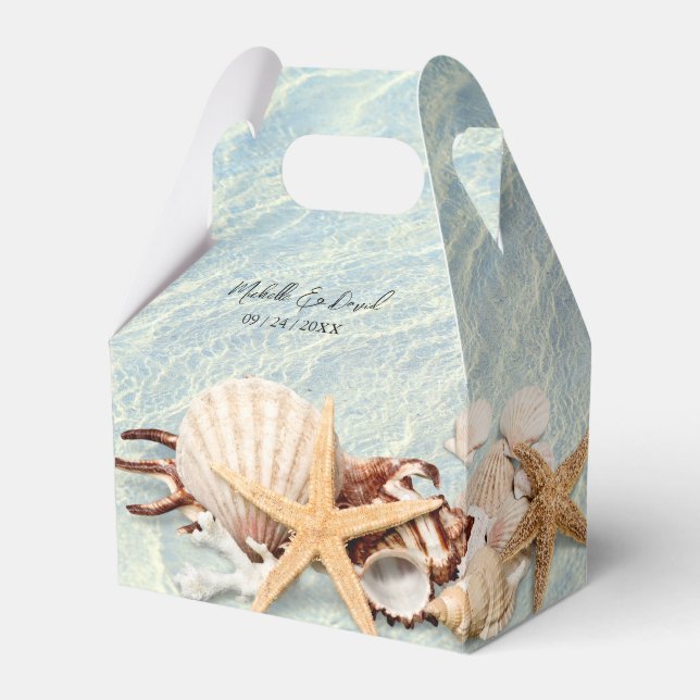 Tropical Ocean Beach Seashell Wedding Favor Box (Front Side)