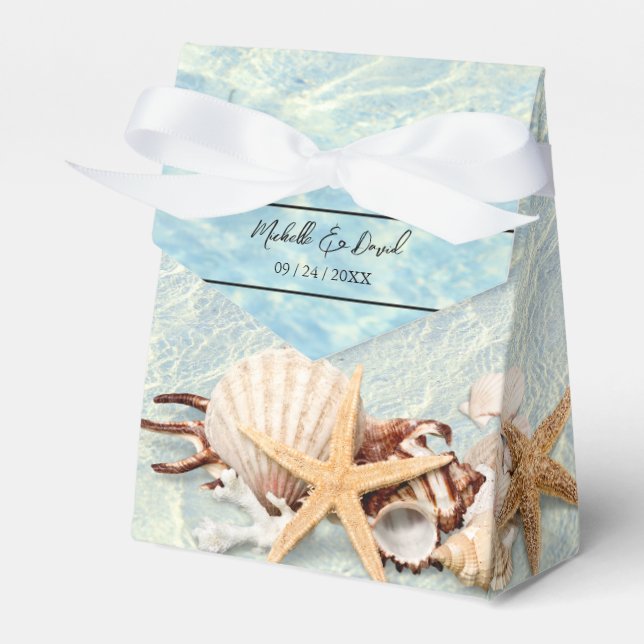 Tropical Ocean Beach Seashell Wedding Favor Box (Front Side)
