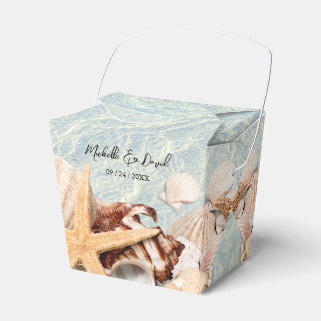 Tropical Ocean Beach Seashell Wedding Favor Box (Front Side)