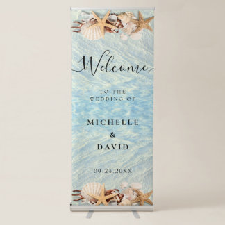 Tropical Ocean Beach Seashell Wedding Welcome Retractable Banner