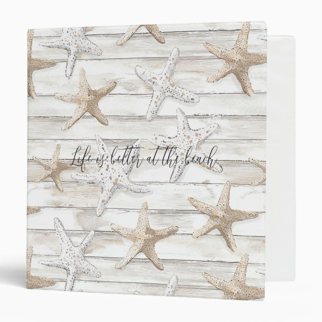 Tropical Ocean Beach Starfish personalized quote 3 Ring Binder (Front/Inside)