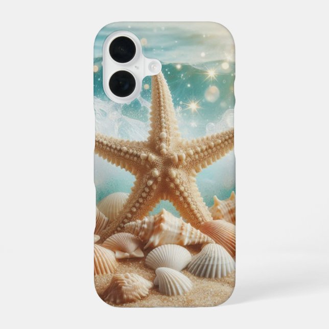 Tropical Ocean Beach Starfish Seashells  iPhone Case (Back)