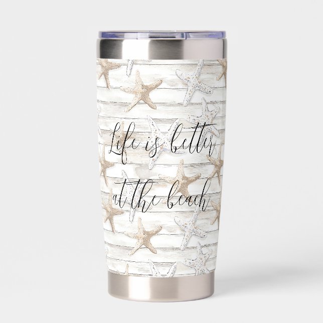 Tropical Ocean Beach Starfish Wedding Insulated Tumbler (Front)