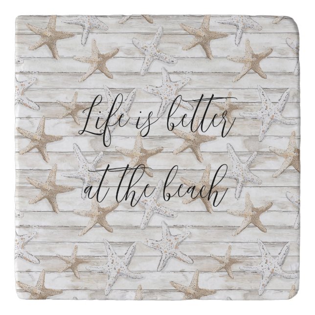 Tropical Ocean Beach Starfish Wedding Trivet (Front)