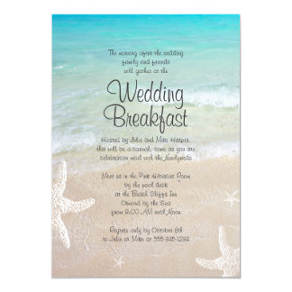 Tropical Ocean Beach Wedding Breakfast Invitation