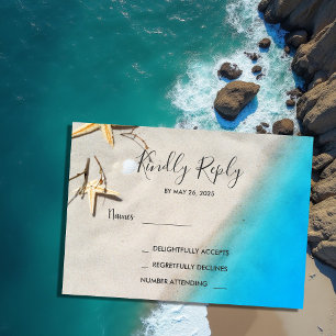 Tropical ocean beach wedding RSVP Invitation