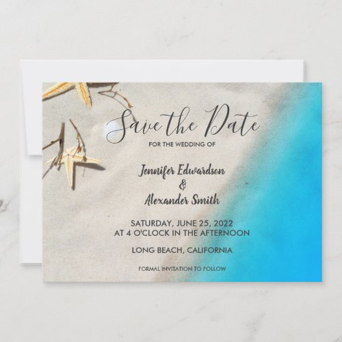 Tropical ocean beach wedding Save the Date Invitation