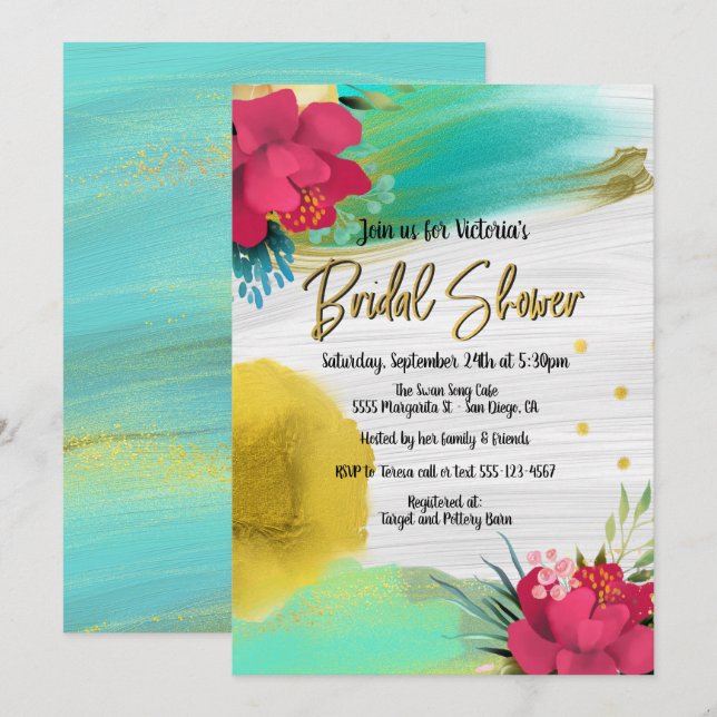 Tropical Ocean Breeze Bridal Shower Invitation (Front/Back)