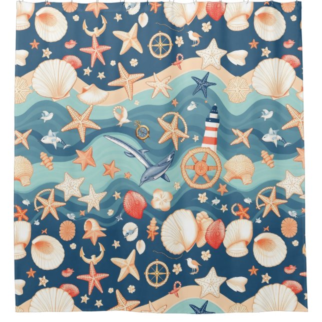 Tropical Ocean Breeze Shower Curtain (Front)