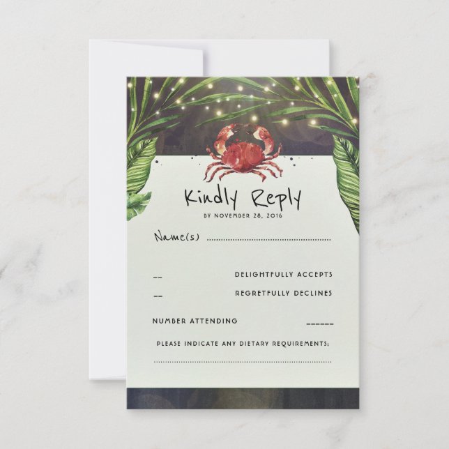 Tropical Ocean Crab Wedding RSVP (Front)