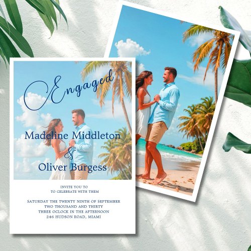  Tropical Ocean Destination Engagement Photo Invitation