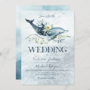 Tropical Ocean Dolphin Wedding invitations
