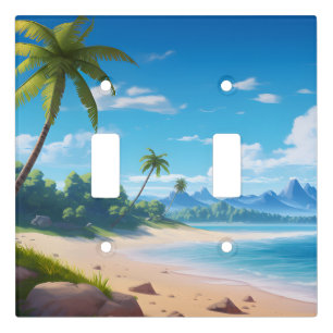 Tropical Ocean Island Sandy Beach Shore Light Switch Cover