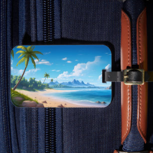 Tropical Ocean Island Sandy Beach Shore Luggage Tag