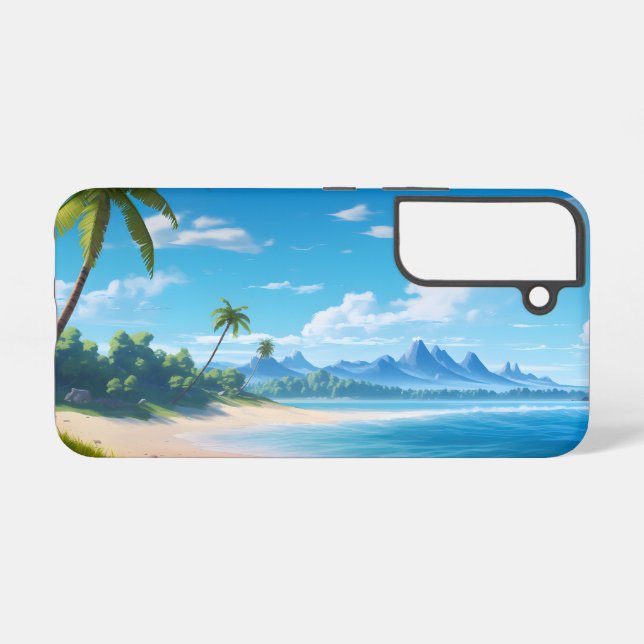 Tropical Ocean Island Sandy Beach Shore  Samsung Galaxy Case (Back Horizontal)