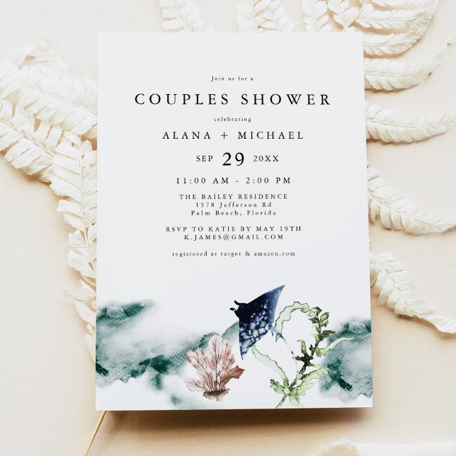 Tropical Ocean Marine Beach Couples Shower Invitation (Creator Uploaded)