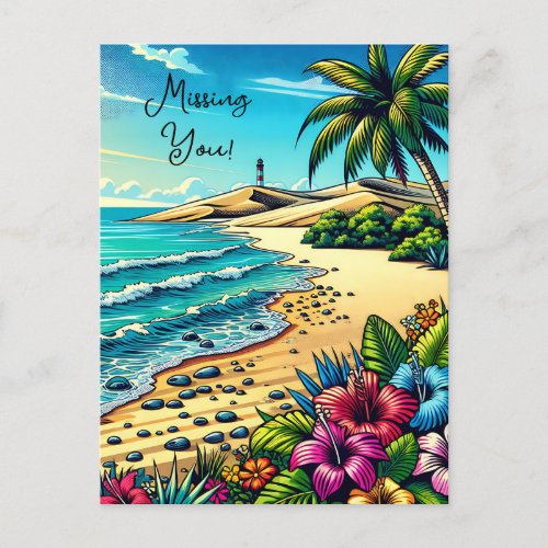 Tropical Ocean Missing You Vacation  Postcard