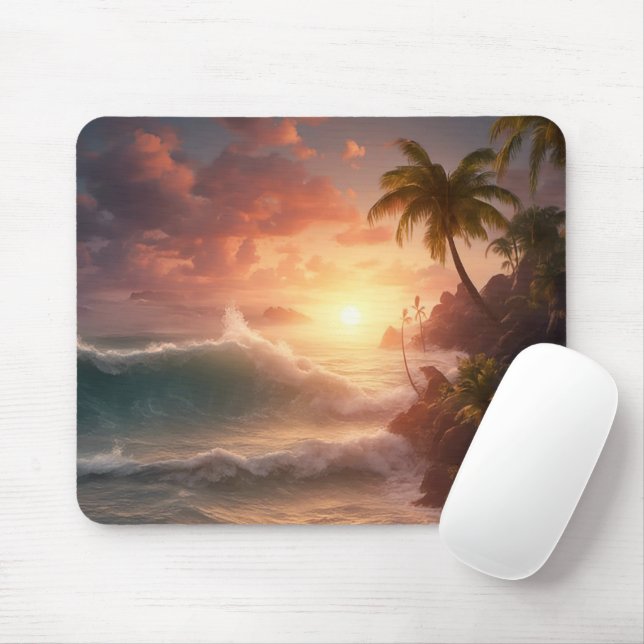 Tropical Ocean Morning Mouse Pad (With Mouse)