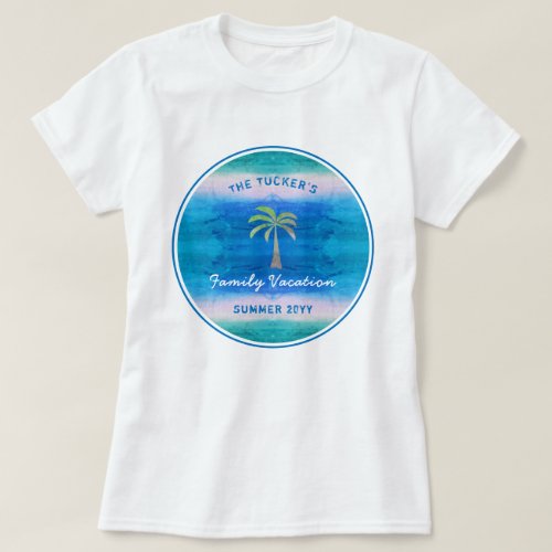 Tropical Ocean Palm Tree Summer Family Vacation T_Shirt