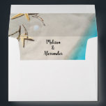 Tropical ocean sand starfish beach summer wedding  envelope<br><div class="desc">Tropical ocean sand and starfish summer beach wedding envelopes.
You can add your own names at the front and inside,  to create a very special and unique envelope.</div>