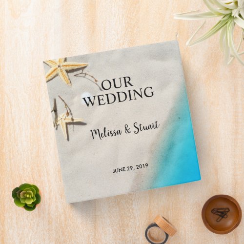 Tropical ocean sand starfish summer beach wedding 3 ring binder