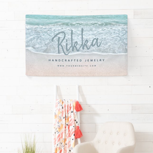 Tropical Ocean & Sandy Beach Jewelry Business Banner (Insitu)